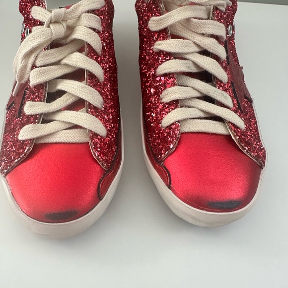 NEW! Golden Goose Superstar Glitter Private Edt Sneakers 38 8 Hot Pink Red Auth - Picture 5 of 12